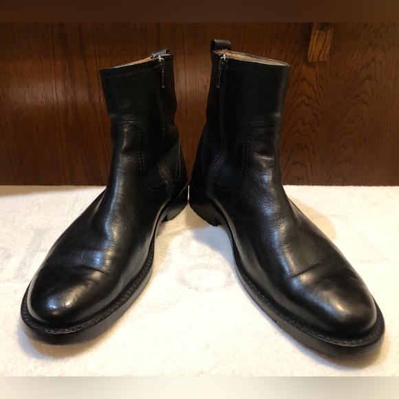 Frye Black Leather Men's Boots (Paul Inside-Zip) - Picture 9 of 12